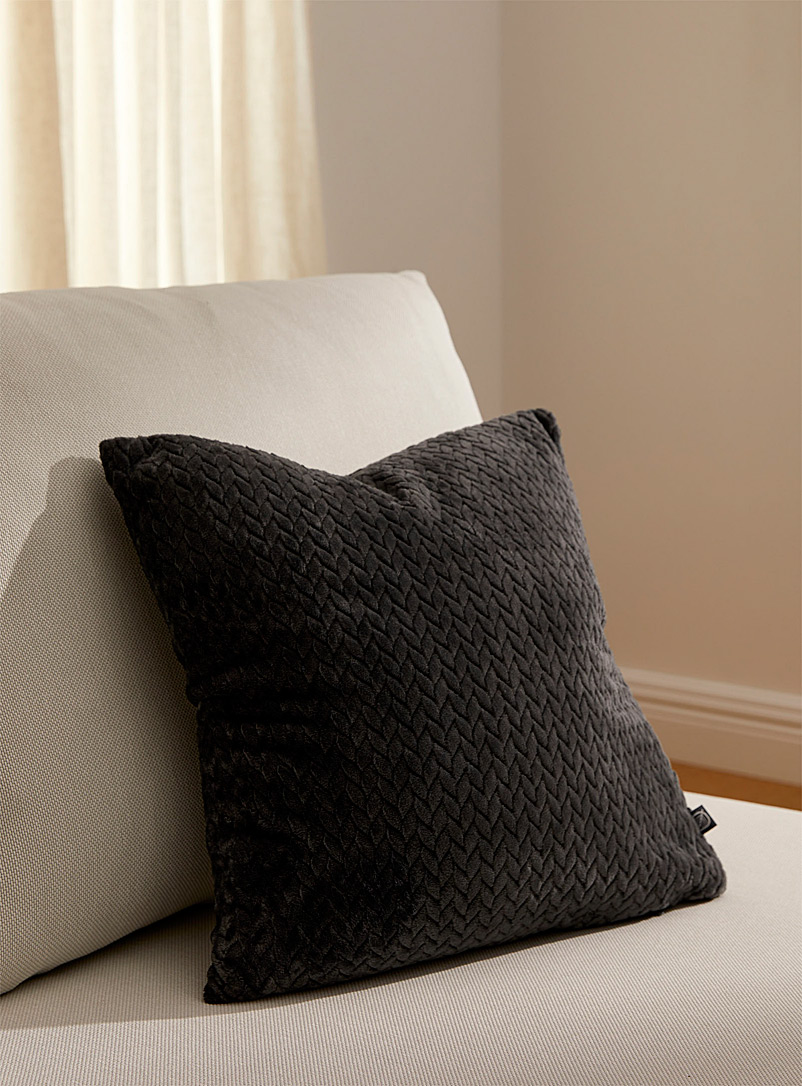 Simons Maison Dark Grey Microfibre chevron cushion 45 x 45 cm
