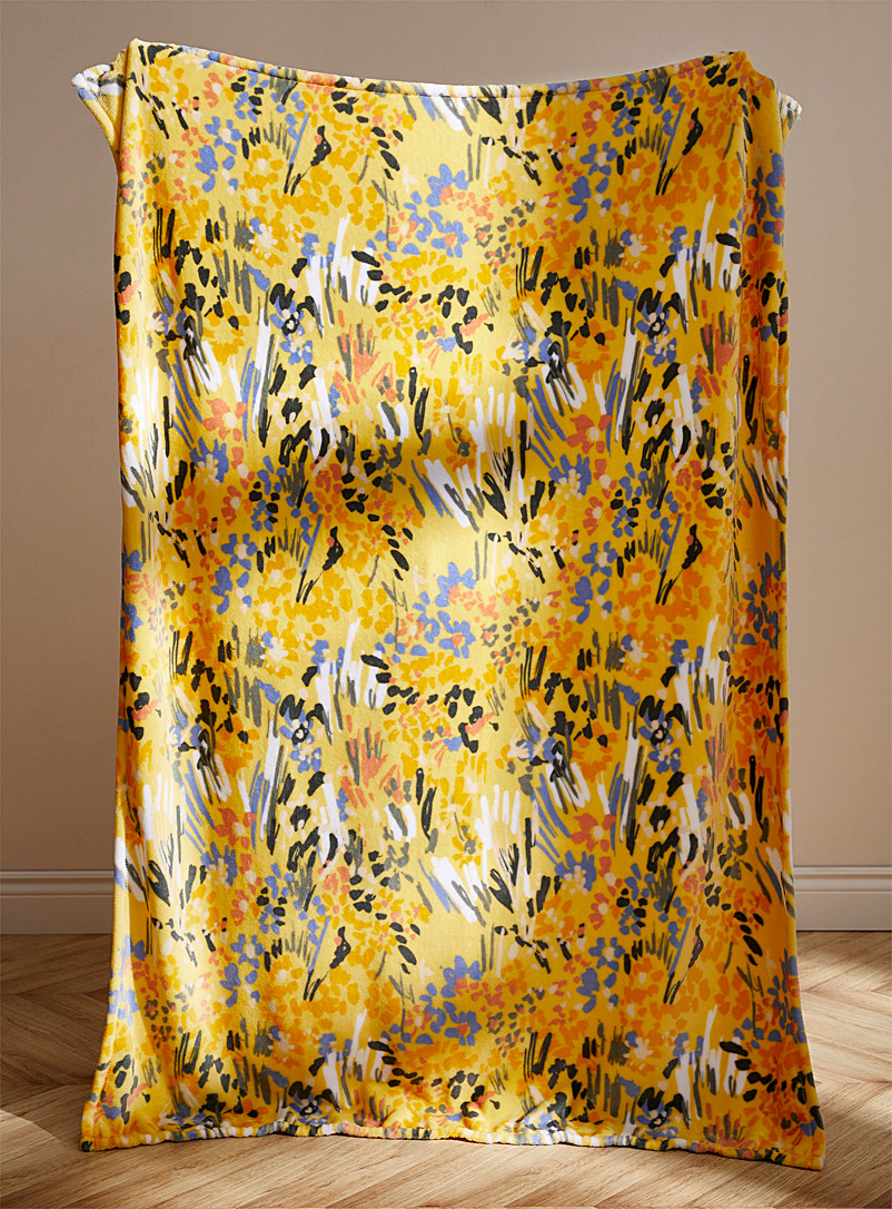Simons Maison: Le jeté fleurs abstraites 130 x 180 cm Jaune