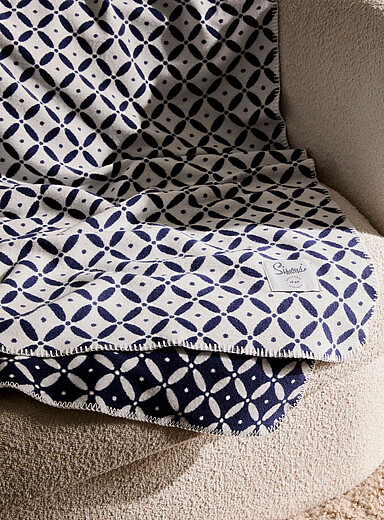 Simons Maison: Le jet&eacute; mosa&iuml;que g&eacute;o 130 x 170 cm Bleu et blanc