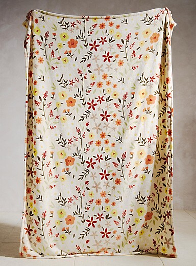 Simons Maison: Le jet&eacute; douce peluche jardin de fleurs 130 x 180 cm &Eacute;cru &agrave; motifs