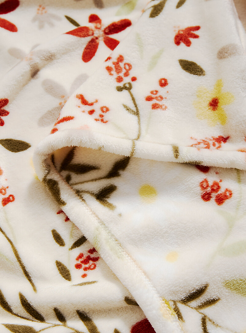 Simons Maison: Le jet&eacute; douce peluche jardin de fleurs 130 x 180 cm &Eacute;cru &agrave; motifs