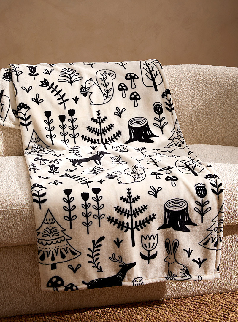 Simons Maison Black and White Nordic forest throw 130 x 180 cm
