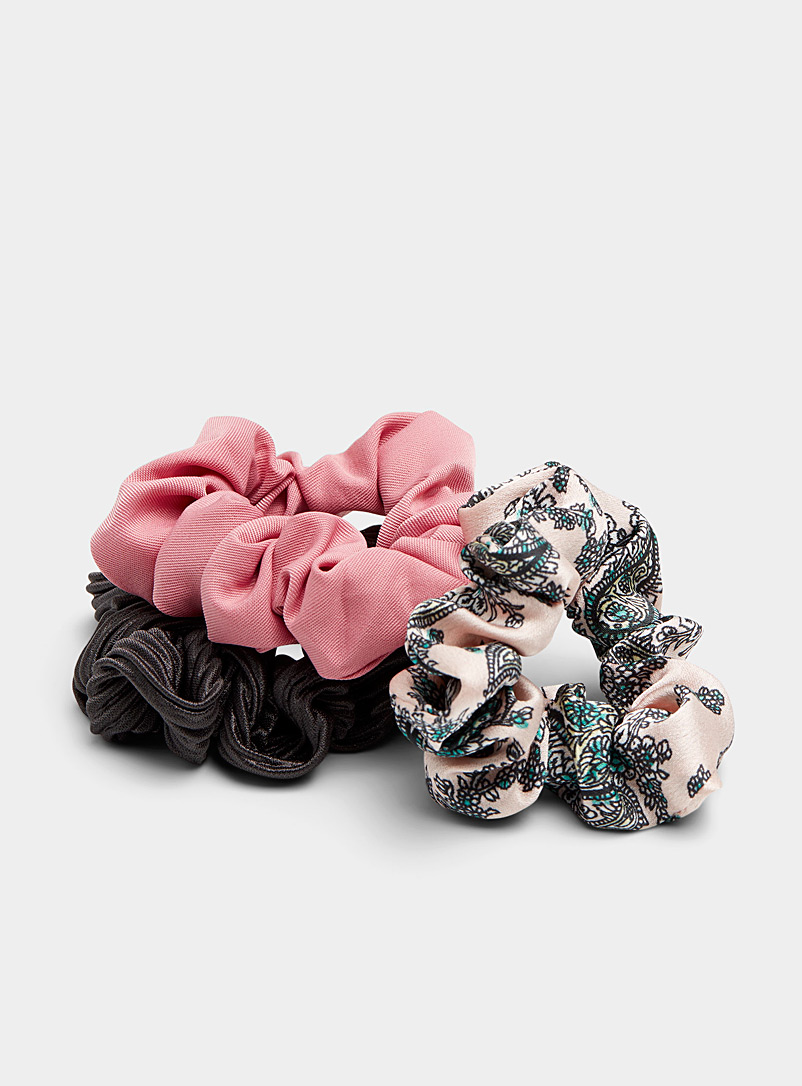 Simons Pink Pink pattern scrunchies Set of 3 for women