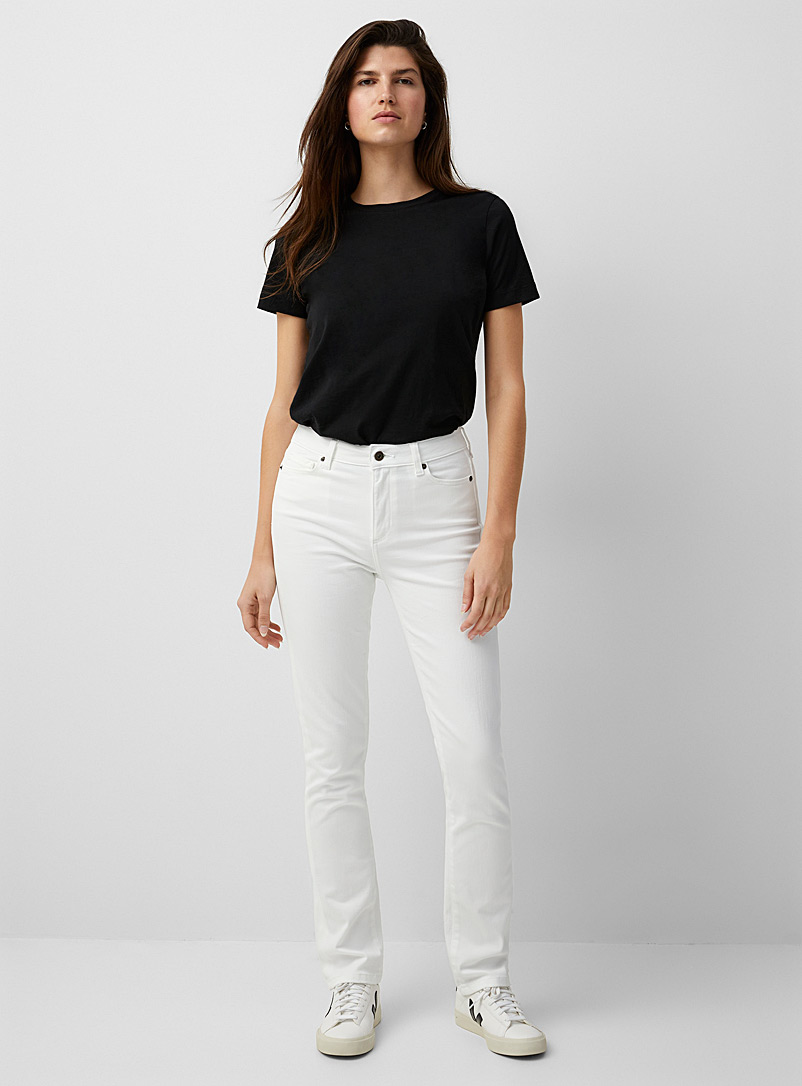 Contemporaine Ivory White Stylish colour stretch straight jean for women