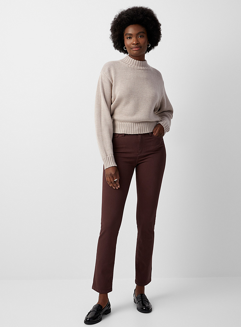 Contemporaine Dark Brown Stylish colour stretch straight jean for women