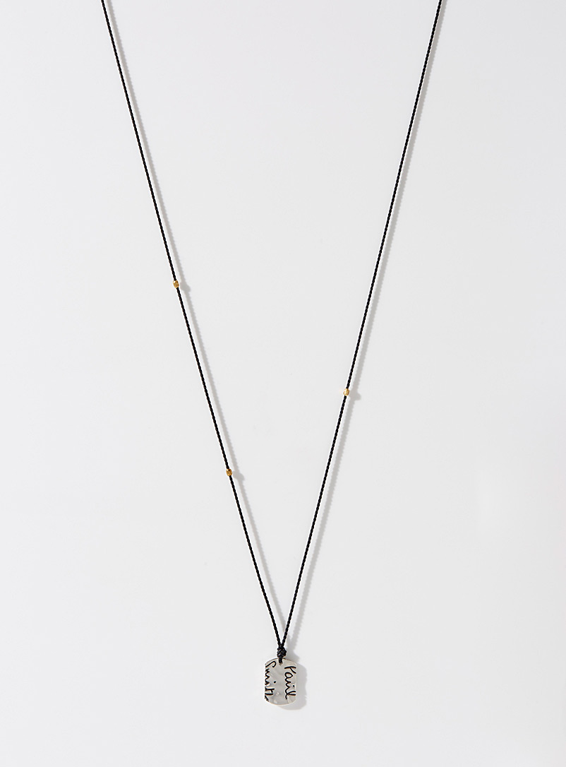 Paul Smith Black Pendant silk rope necklace for men