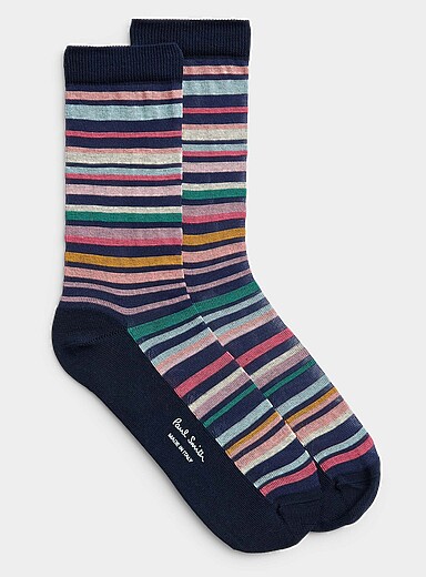 La chaussette rayures pastel et diaphanes