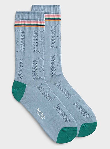 Blue pointelle-knit socks