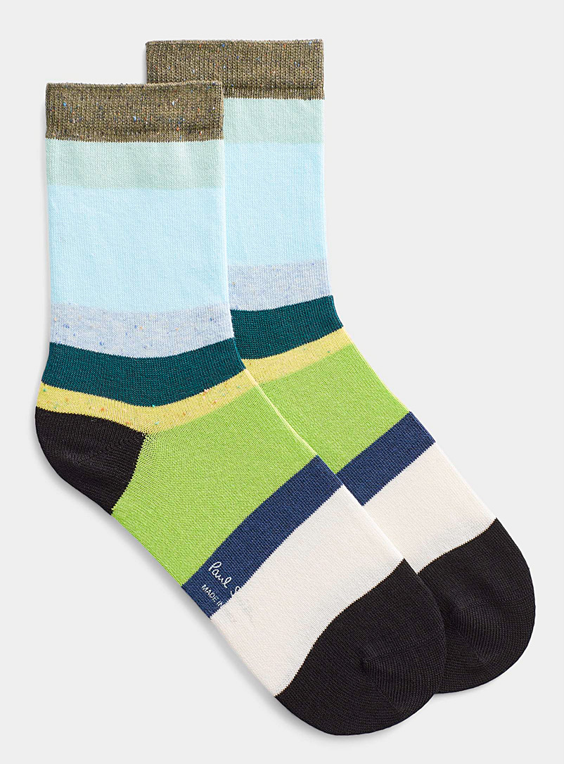 Paul Smith Teal Confetti stripe sock for women