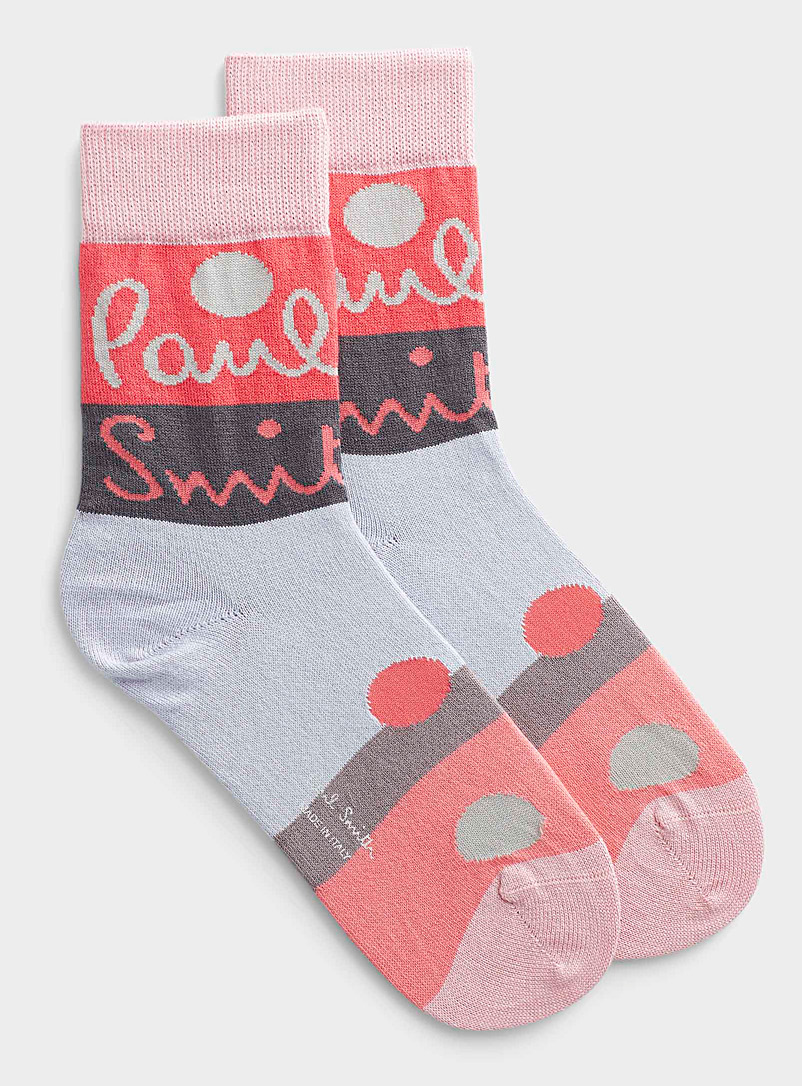 Paul Smith Pink Jacquard logo striped sock for women