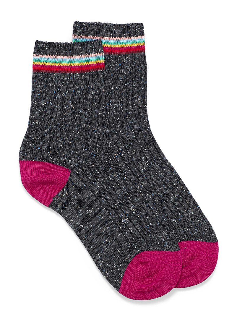 Paul Smith Grey Rainbow ankle knit socks for women