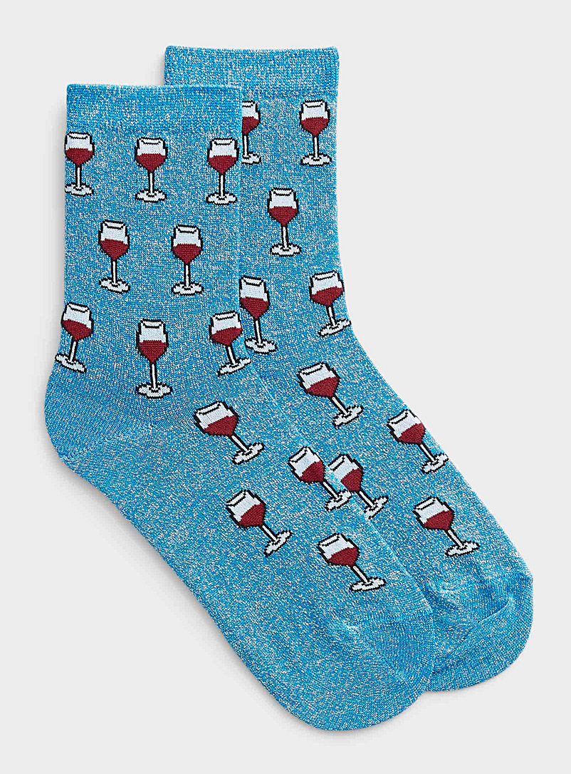 Paul Smith Blue Shiny wine glass sock for women