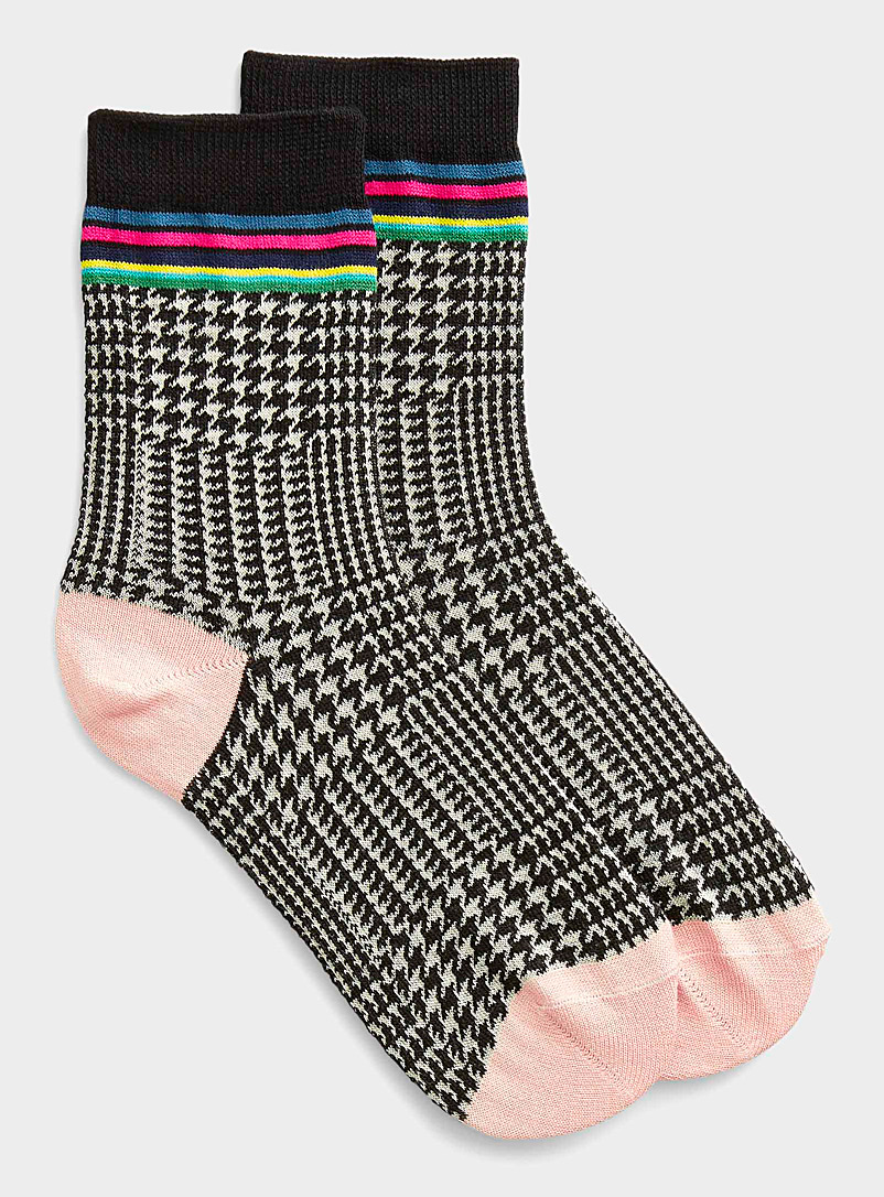 Paul Smith Black and White Houndstooth sock for women