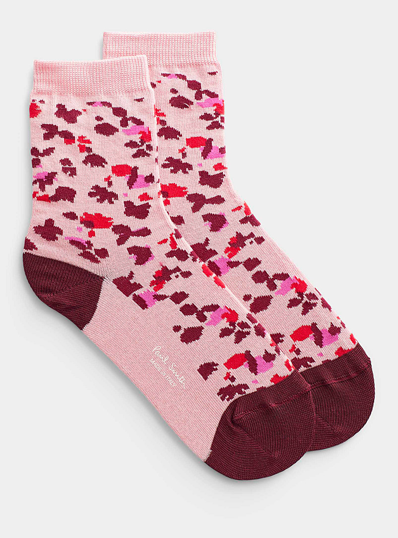Paul Smith Pink Abstract rose garden sock for women
