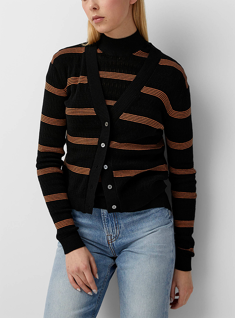 PS Paul Smith Black Orange stripes cardigan for women