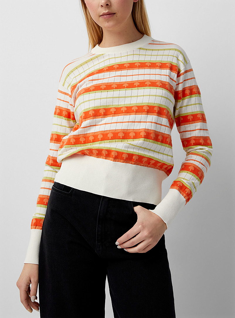 PS Paul Smith White Orange mushrooms sweater for women