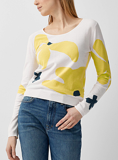 PS Paul Smith White Scoop-neck floral sweater for women