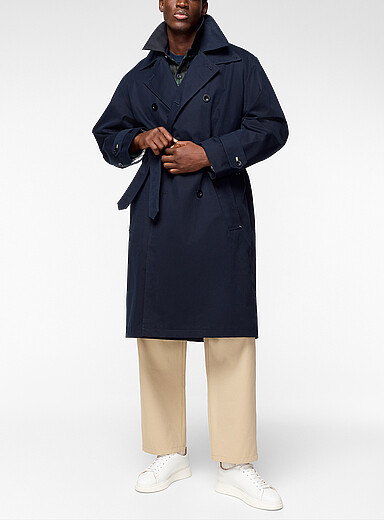 Paul Smith: Le trench ceintur&eacute; &agrave; patte de col Bleu marine - Bleu nuit pour homme