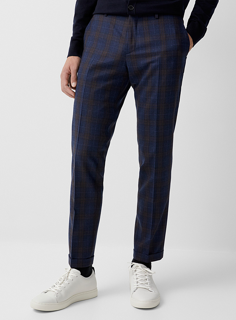 Paul Smith Marine Blue Two-tone checkered pant for men