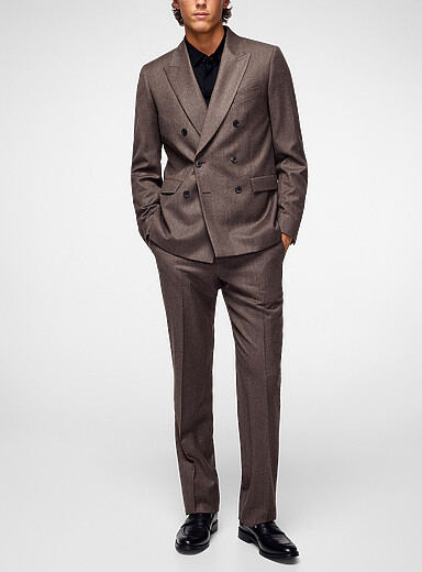 Paul Smith: Le pantalon ajust&eacute; flanelle de laine et cachemire Brun pour homme