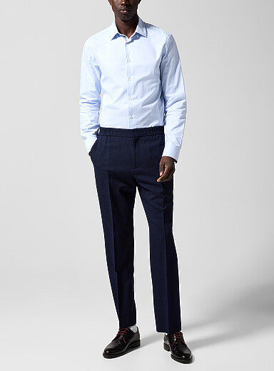 Micro-checkers cropped pure wool pant