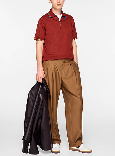 Paul Smith Red Flowy pleated wool pant for men