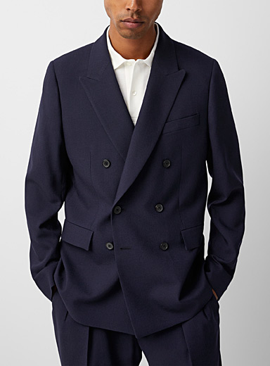 Paul Smith Marine Blue Double-breasted virgin wool jacket for men