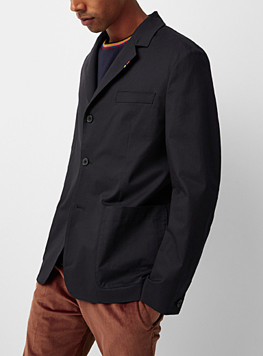 Paul Smith Marine Blue Embroidered colour detail stretch cotton jacket for men