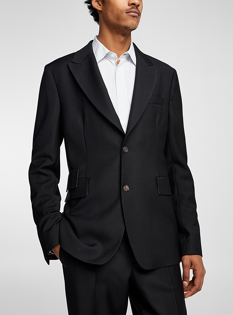 Paul Smith Black Notched lapel twill jacket for men