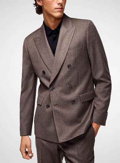 Paul Smith Brown Double-breasted flannel suit jacket for men