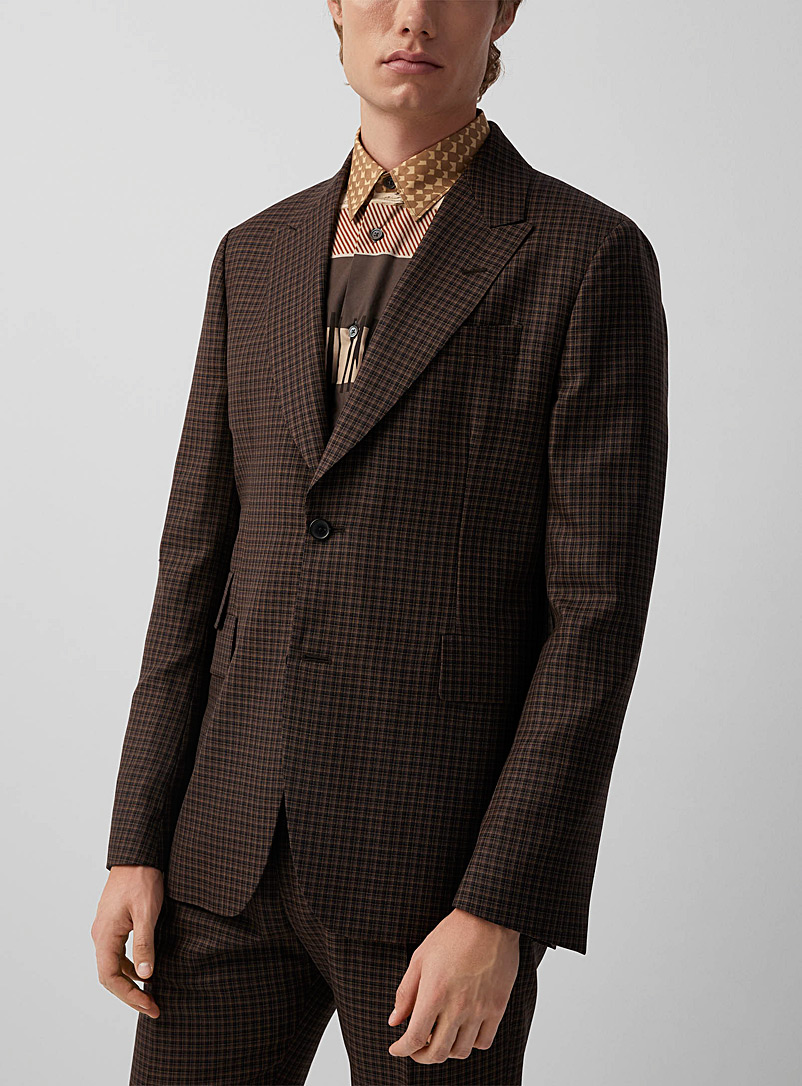 Paul Smith: Le veston en laine minicarreaux Brun pour homme