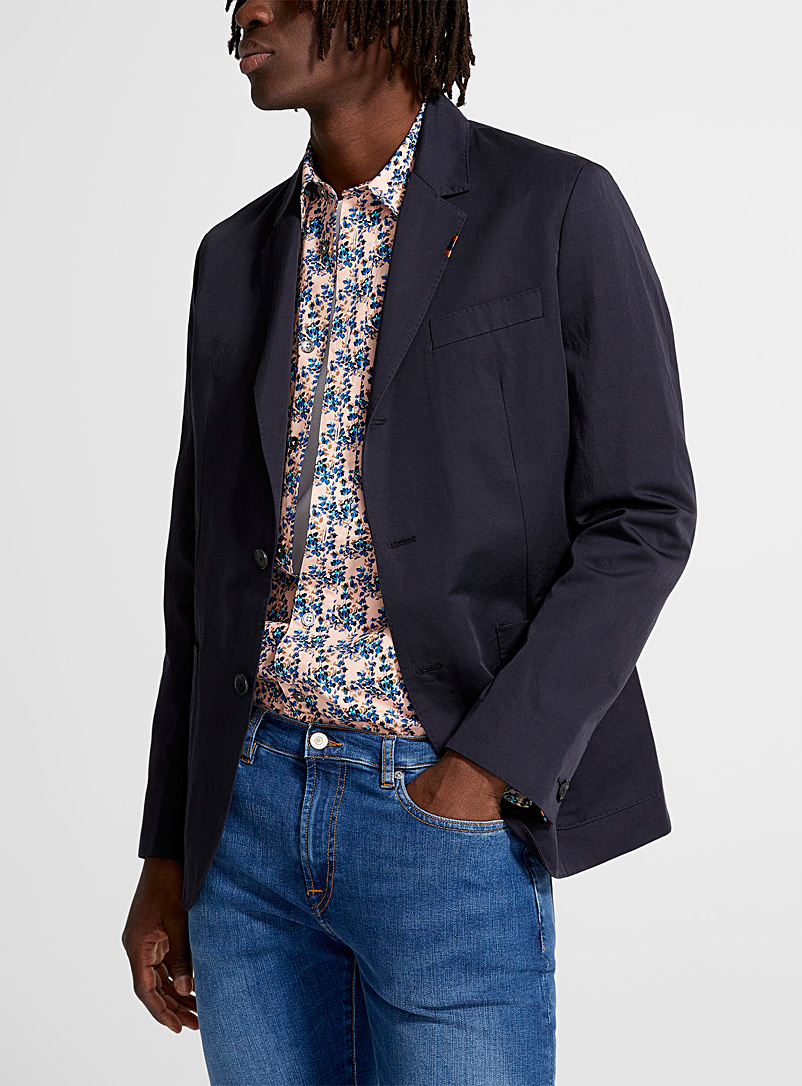 Paul Smith Patterned Blue Cotton and linen indigo jacket for men