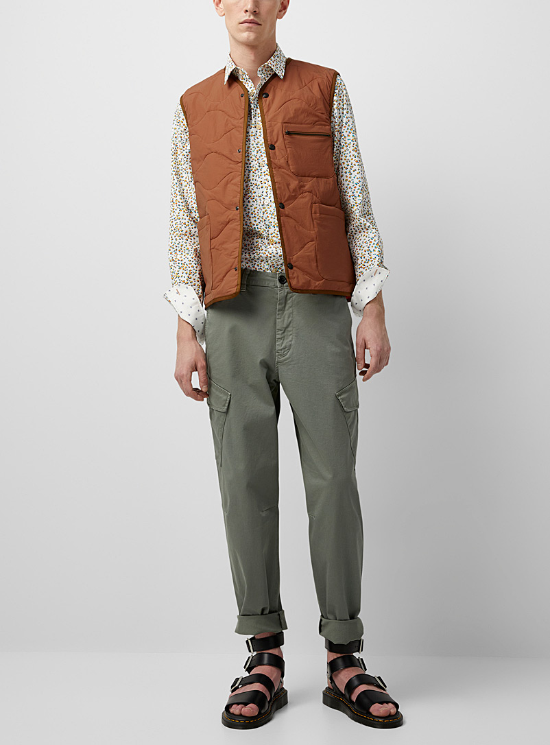 Paul Smith Brown Wavy quilted sleeveless jacket for men