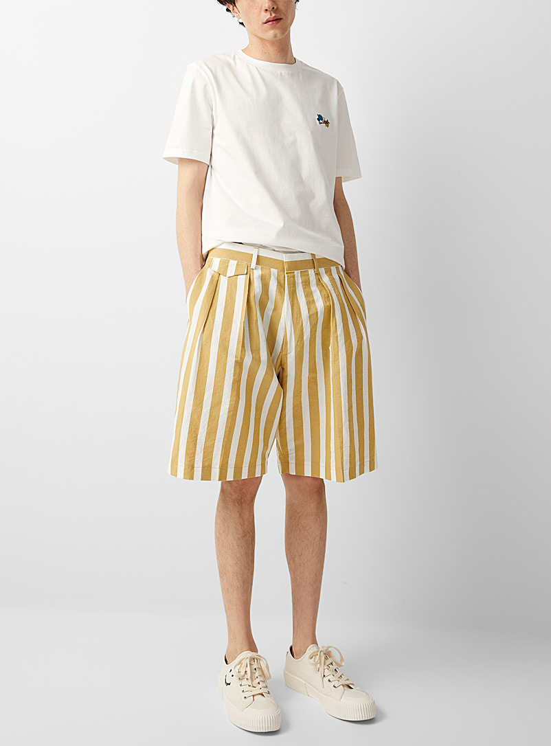 Paul Smith Medium Yellow Dual stripes cotton shorts for men