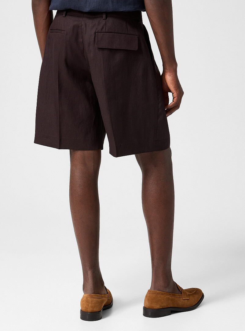 Paul Smith Purple Plum-coloured pleated pure linen short for men