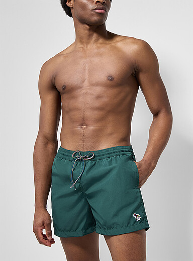 Paul Smith Green Zebra crest swim trunks for men