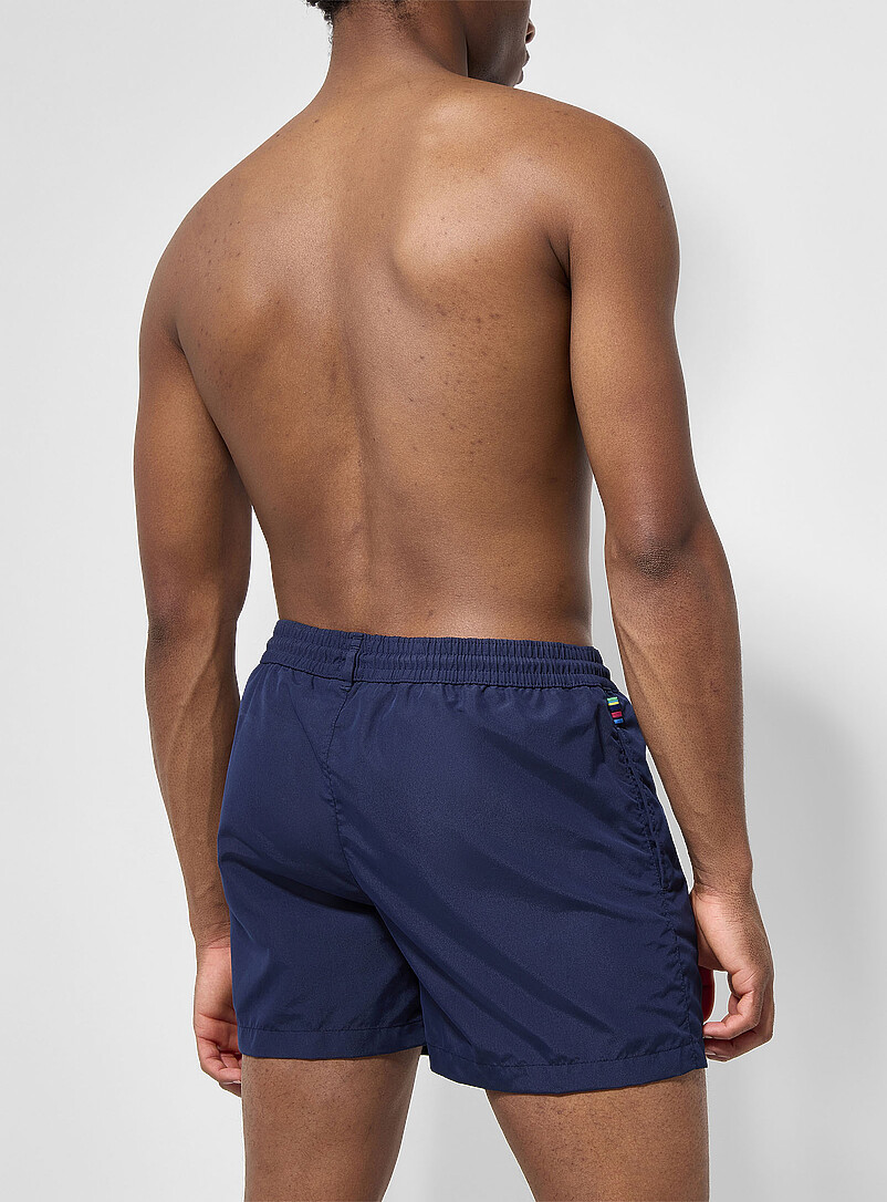 Paul Smith Navy/Midnight Blue Zebra crest swim trunks for men