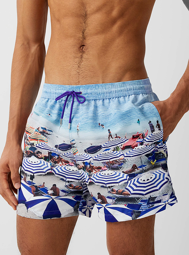 Paul Smith Blue Beach photo swim shorts for men