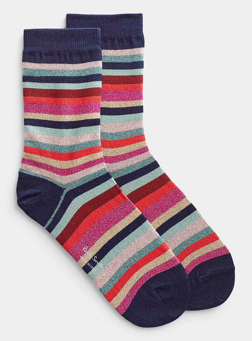 Paul Smith Black Shimmery-stripe sock for women