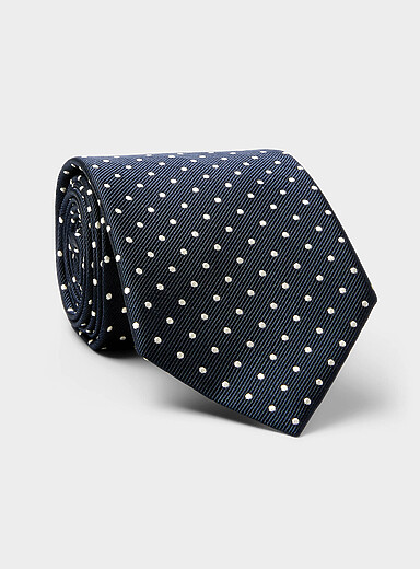 Polka-dotted pure silk tie