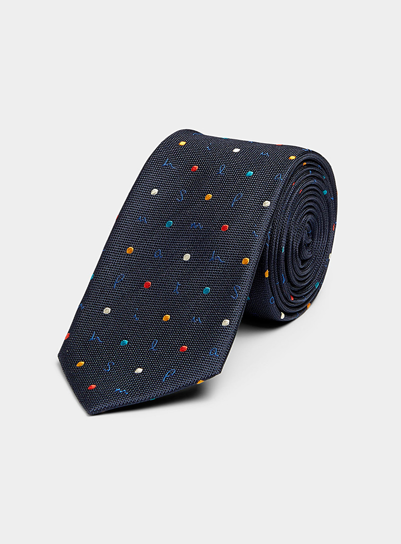 Paul Smith Patterned Blue Colourful dots and letters tie for men