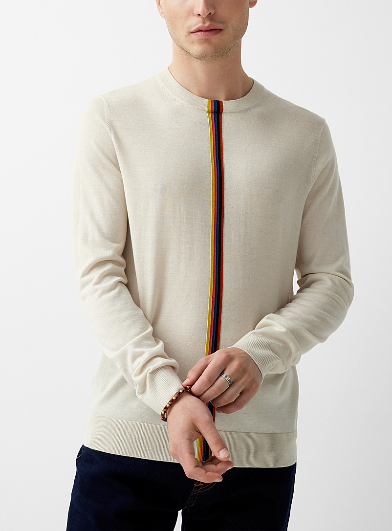 Paul Smith Ivory White Artist Stripe centre stripe sweater for men