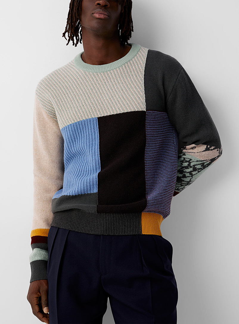 Paul Smith Assorted Textures and colour blocks sweater for men
