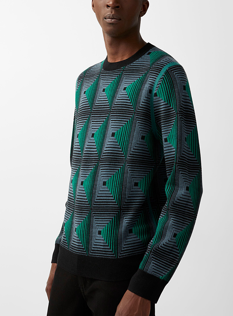 Paul Smith Patterned Blue Hypnotic jacquard sweater for men