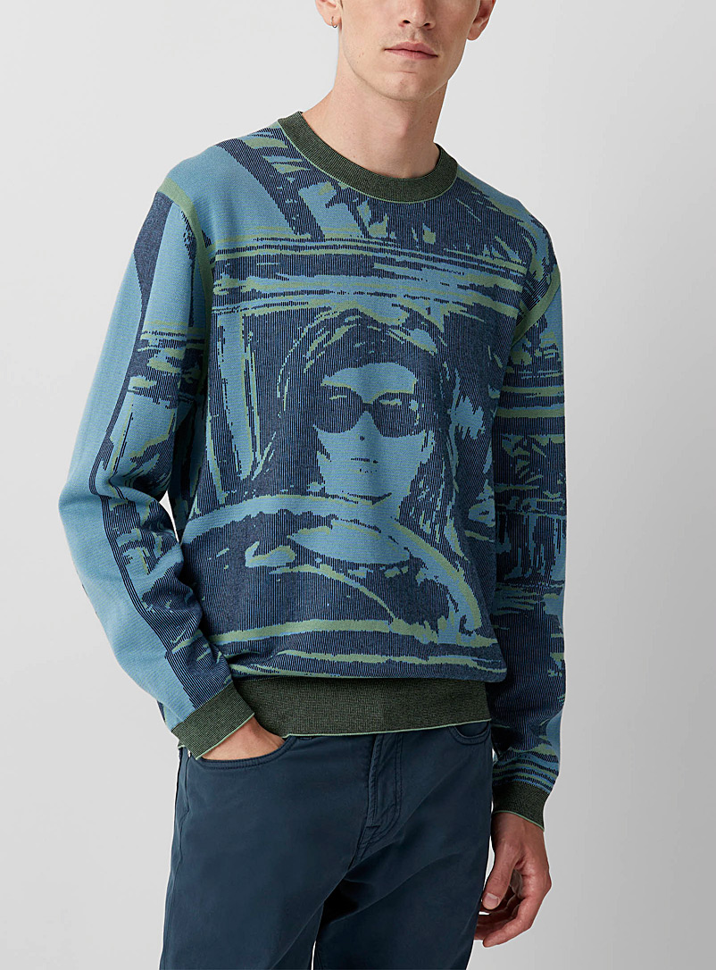 Paul Smith Marine Blue Getaway jacquard sweater for men