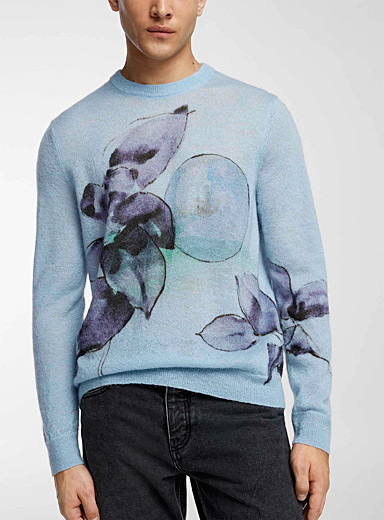 Paul Smith Patterned blue Watercolour flowers mohair sweater for men