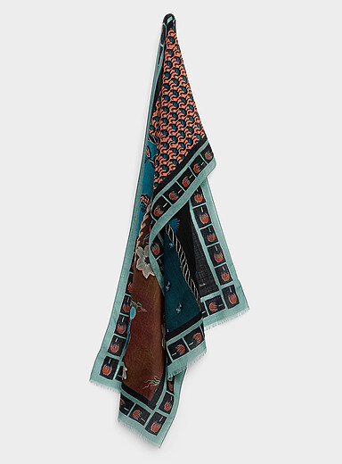 Le foulard jardin color&eacute; pure laine vierge