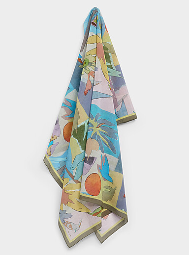 Le foulard abstraction color&eacute;e pur coton