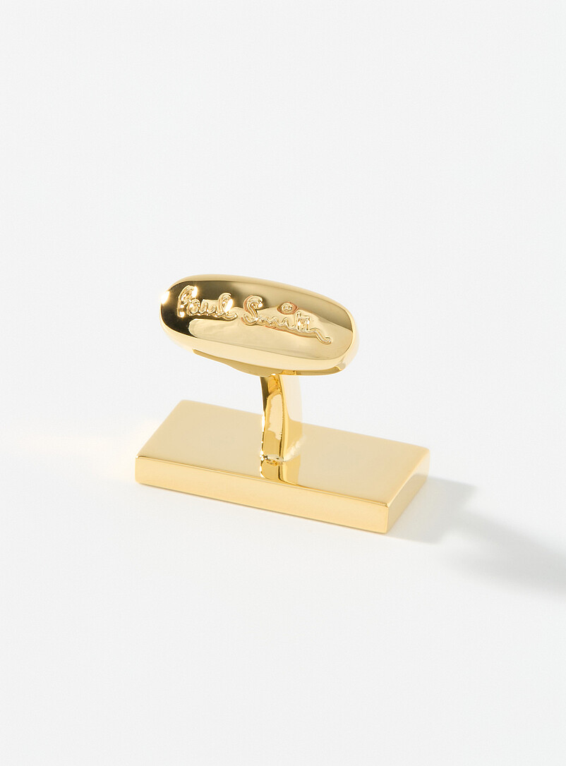 Paul Smith Golden Yellow Gold and mother-of-pearl lines cuff links for men