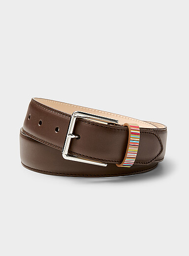 La ceinture cuir accent rayures color&eacute;es